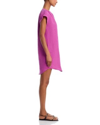 Linen Cap Sleeve Henley Mini Dress