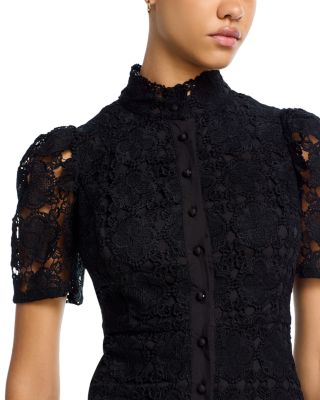 Floral Lace Mock Neck Mini Dress -Exclusive