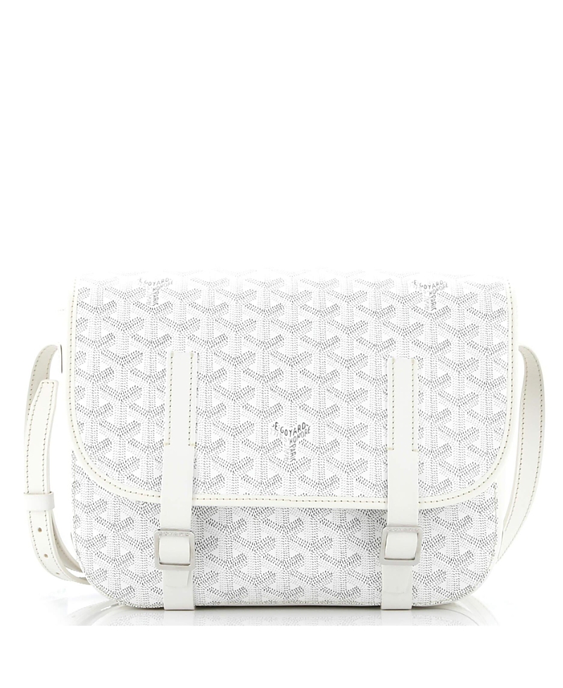 Pre-owned Pre-owned Goyard Goyard Mm Belvedere Messenger Bag Coated Canvas In White