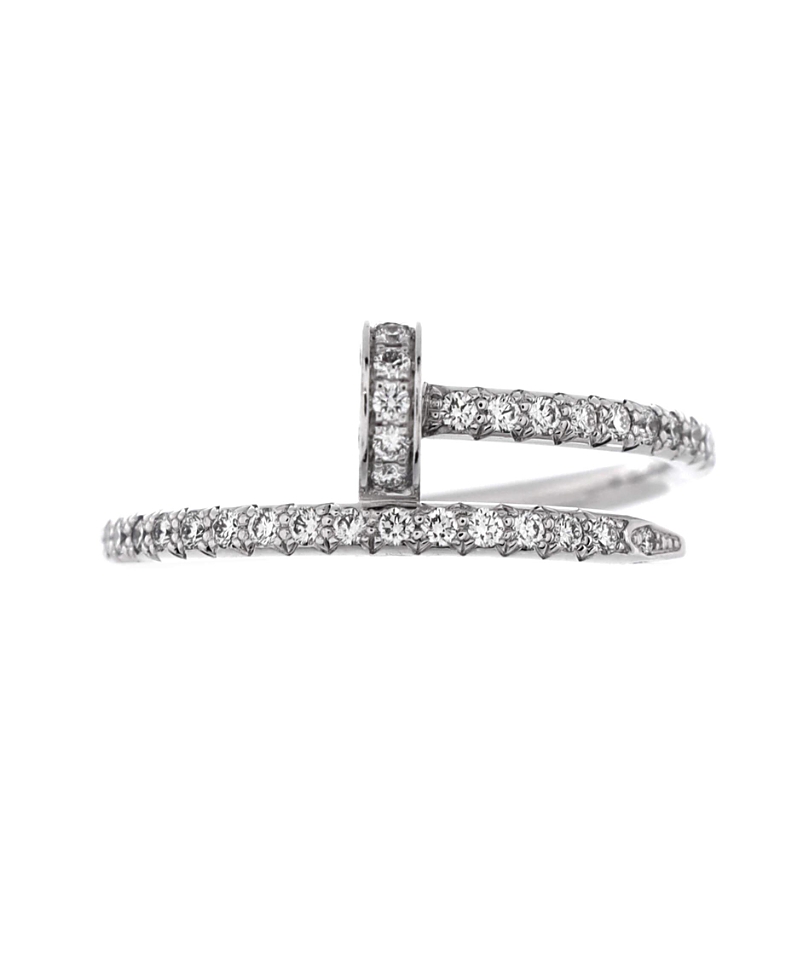 Pre-owned Pre-owned Cartier Cartier Small Juste Un Clou Paved Ring 18k White Gold With Diamonds