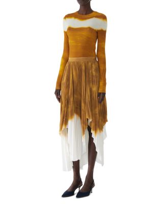 Painted Stripe Pleated Asymmetrical Skirt