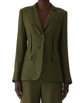 Crinkled Satin Single Breasted Blazer