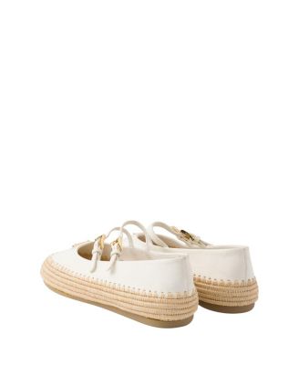  Women's Nappa Leather and Raffia Ballerinas