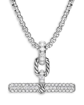 DY Madison&reg; Toggle Pendant in Sterling Silver with Diamonds, 29mm