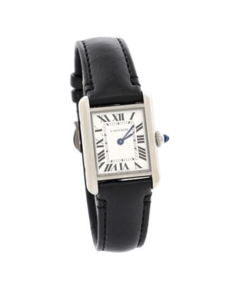 Must de Cartier SolarBeat Tank Quartz Watch in Stainless Steel and Leather 22mm