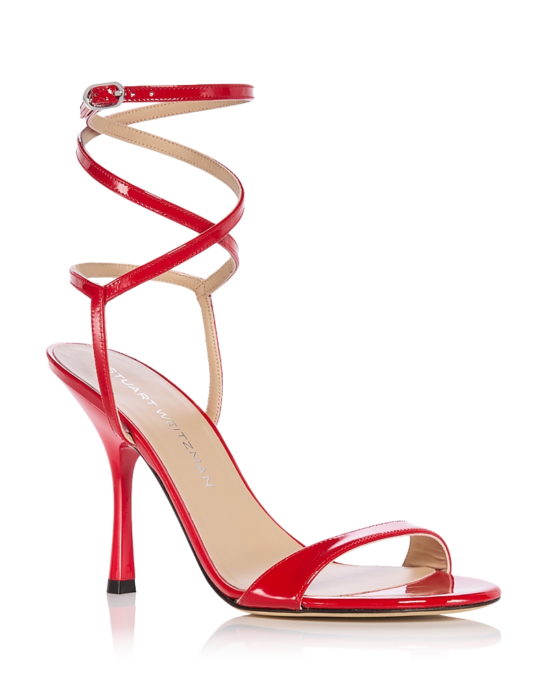 Stuart Weitzman Nudist Patent Ankle-strap Sandals