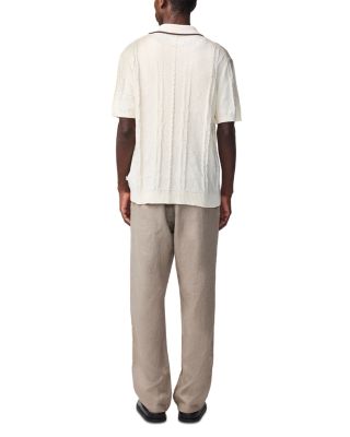 Gustav Regular Fit Cable Knit Short Sleeve Sweater  