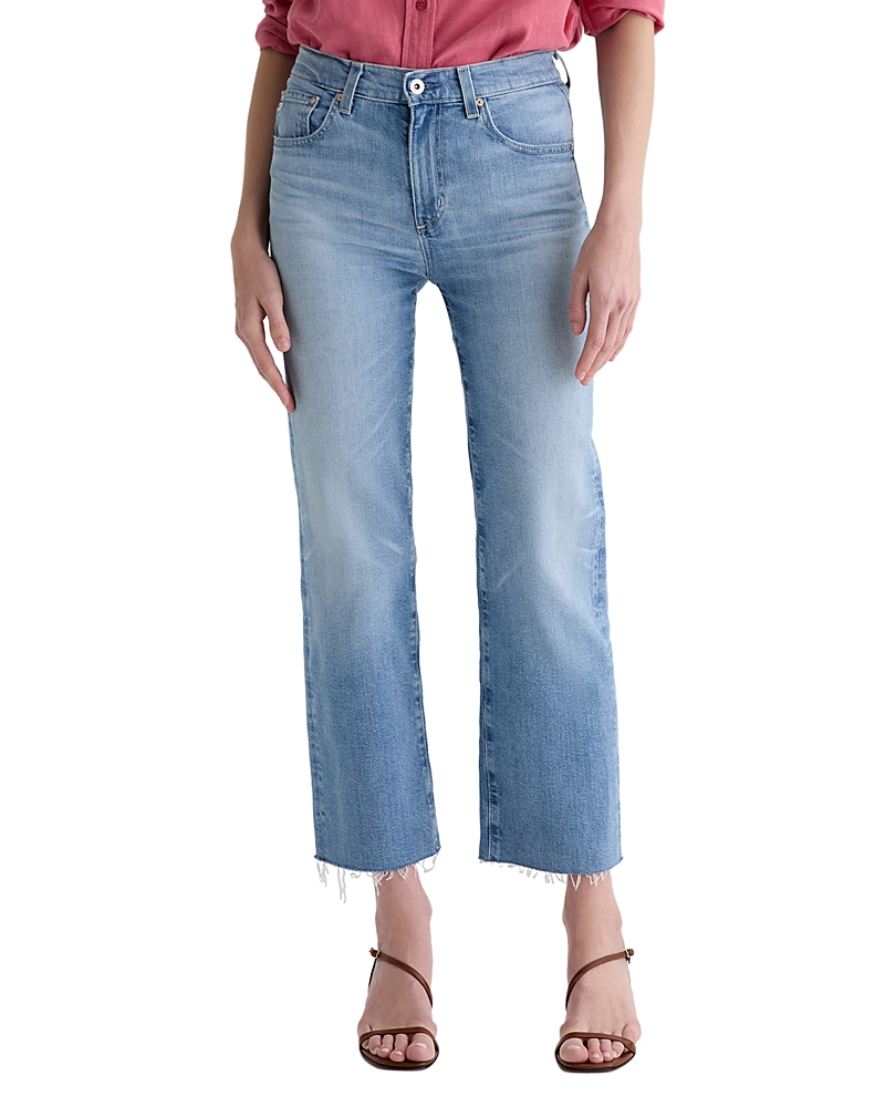 Ag Brinley Mid Rise Straight Crop Jeans In Fiction In Blue