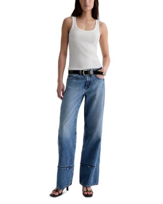 Adria Colorblock Low Rise Wide Leg Jeans in Socialite