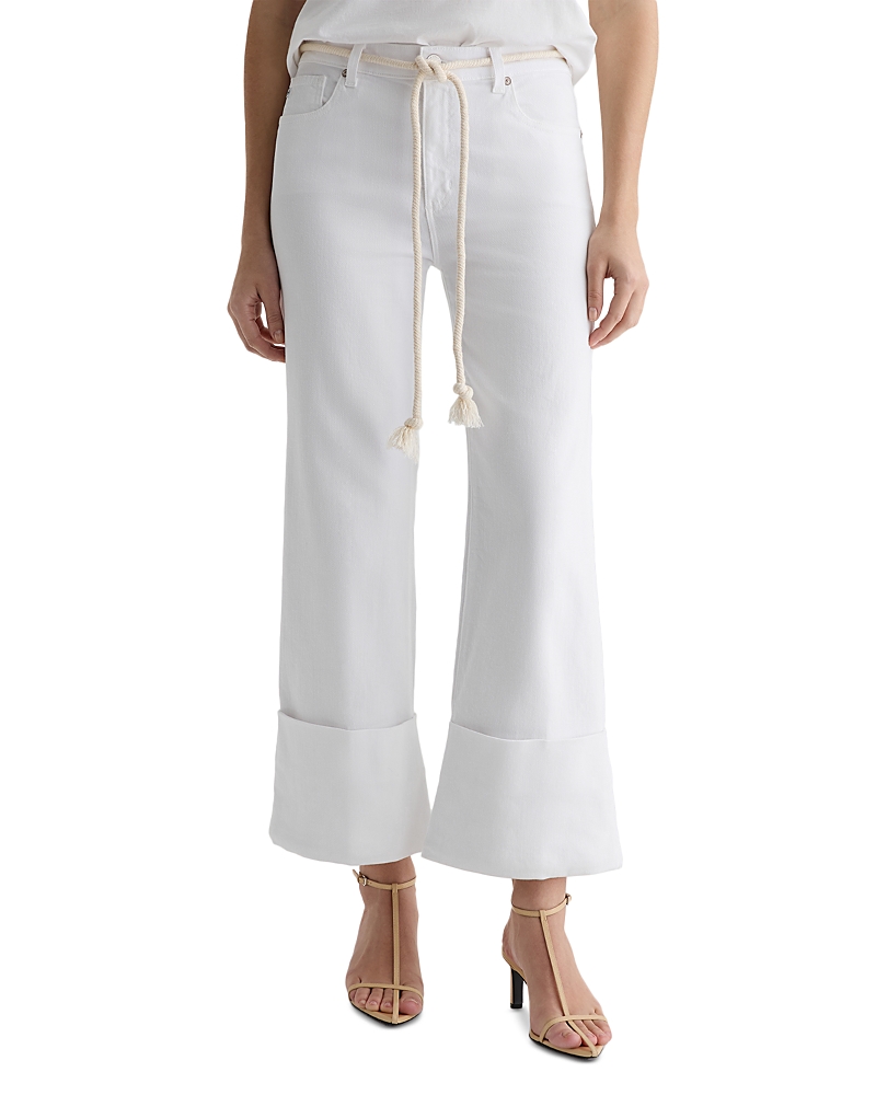 Ag Saige Wide Leg Crop Jeans with Cuff in White