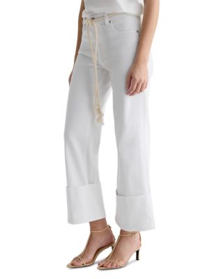 Saige Wide Leg Crop Jeans with Cuff in White