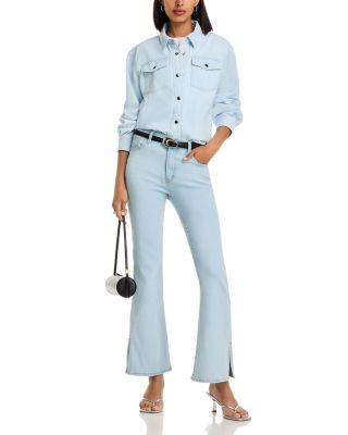 The Icon High Rise Flared Jeans in Feather Raw After