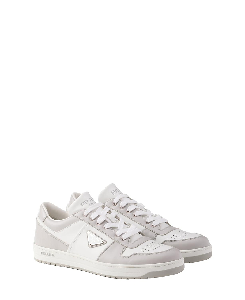 Prada Leather Sneakers Downtown Two-tone Silhouette In White