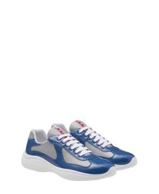 Men's Patent Leather and Technical Fabric America's Cup Sneakers in Dark Blue
