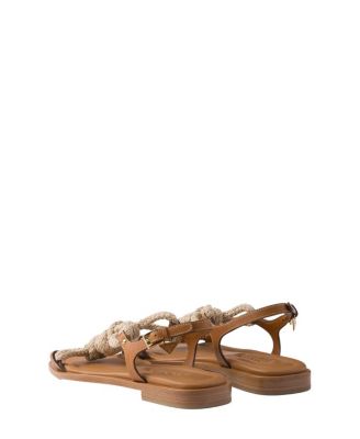  Women's Flat Leather and Cord Sandals