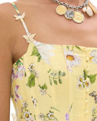 Linen and Silk Floral Corset Dress