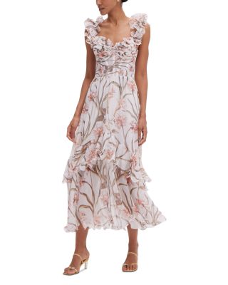 Botanic Flutter Sleeve Hi Low Maxi Dress