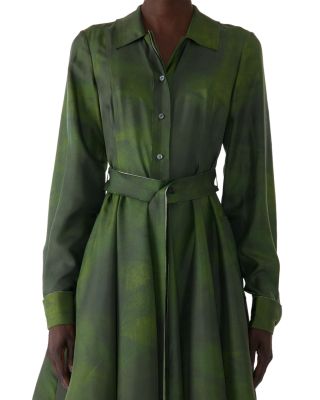 Smudged Canvas Silk Shirtdress