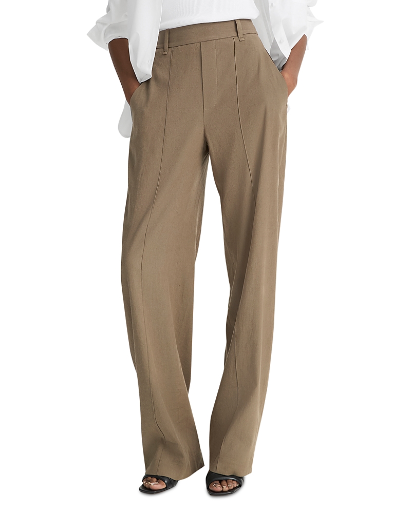 Vince High Waist Pull-on Stretch Linen Blend Pants