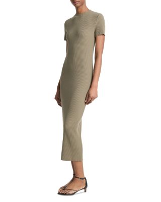 Ribbed Short Sleeve Midi Dress