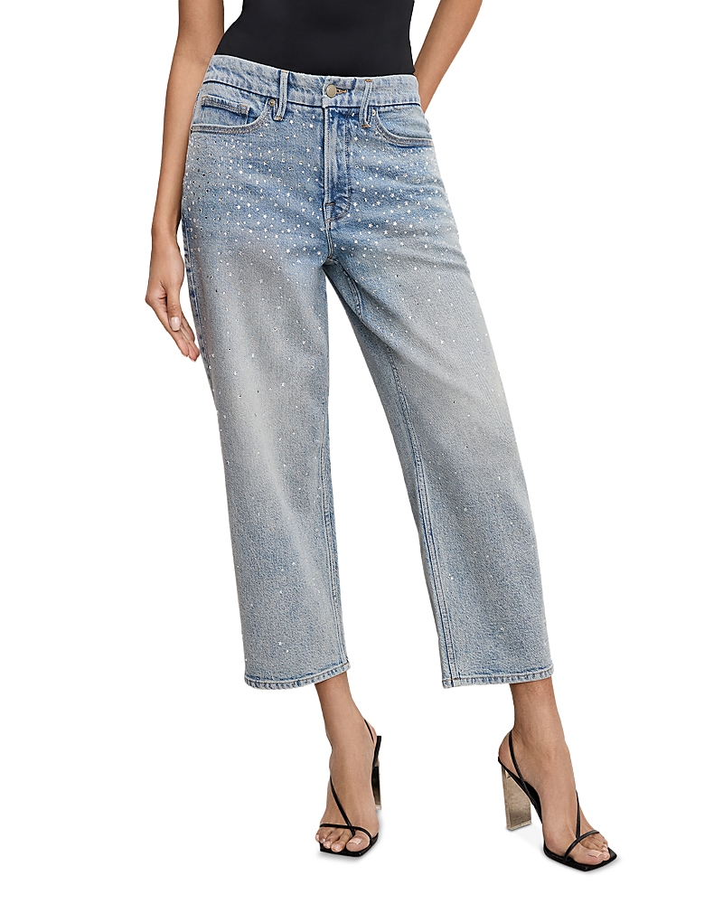 Good American Crystal Stars Good 90s Ankle Jeans in Indigo908