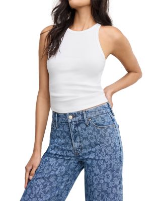 Good Waist Cropped Palazzo Jeans in Hibiscus Bloom
