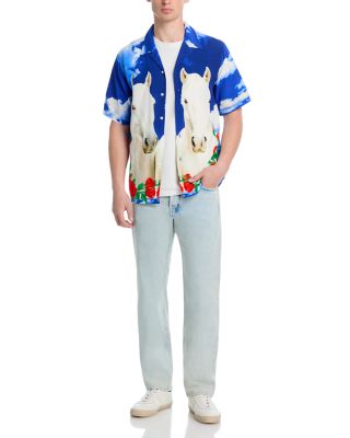 White Horse Regular Fit Printed Camp Shirt  