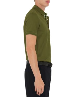 Eddie Cotton Piqu&eacute; Equestrian Knight Embroidered Slim Fit Check Placket Polo Shirt