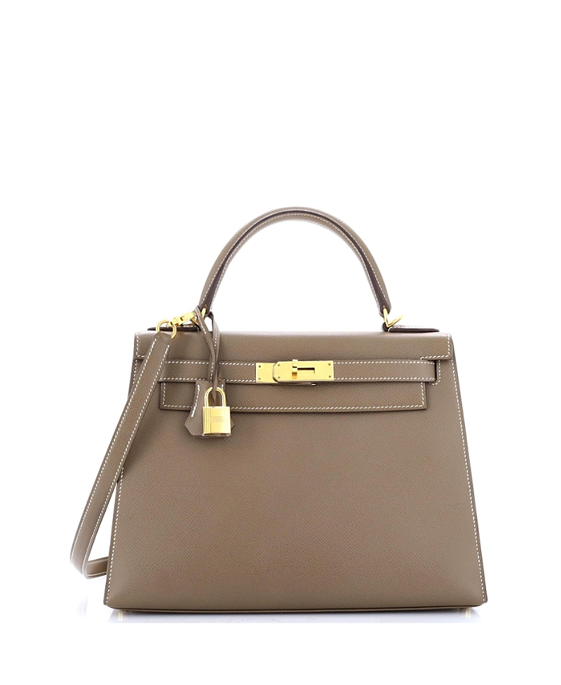 Pre-owned Pre-owned Hermes Hermes Kelly 28 Handbag Grey Epsom With Gold Hardware