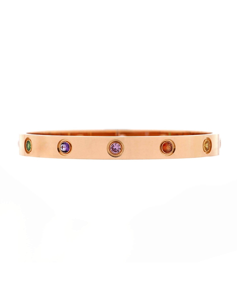 Pre-owned Pre-owned Cartier Cartier Love 10 Stone Bracelet 18k Rose Gold With Garnet, Amethyst And Sapphire