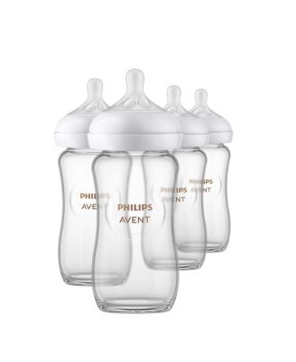 Philips Avent - Glass Natural Baby Bottle With Natural Response Nipple, 8oz, 4 Pack