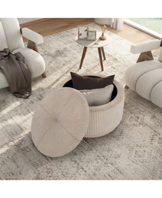 Lyla Chenille Round Storage Ottoman