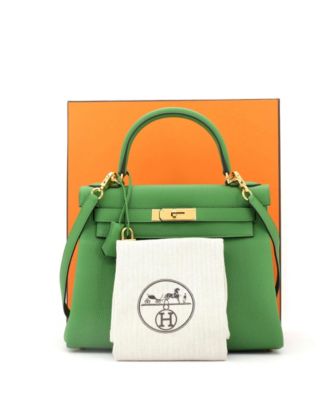 Kelly 28 Handbag Green Togo with Gold Hardware
