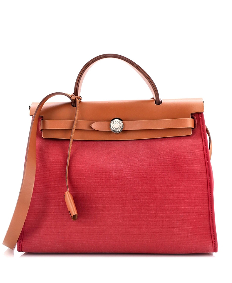 Shop Pre-owned Hermes Hermes 31 Herbag Zip Leather And Toile