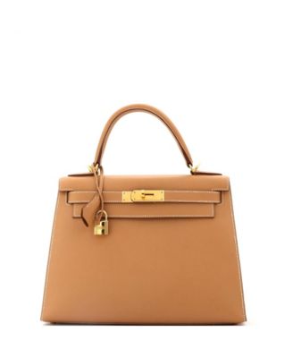 Pre-Owned HERMÈS - Kelly 28 Handbag Brown Courchevel with Gold Hardware