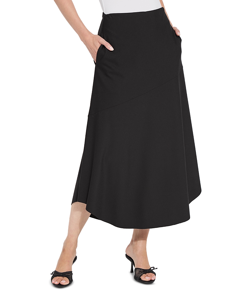 Lyssé Drapey Ponte A-line Midi Skirt Curvy In Black