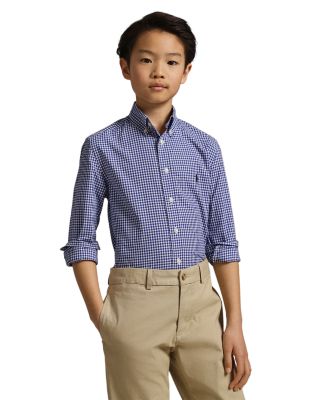 Boys' Gingham Cotton Poplin Shirt - Big Kid