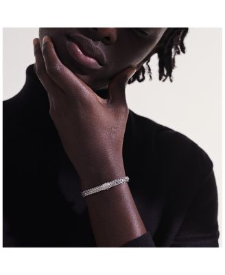 Classic Chain Sterling Silver Medium Bracelet with Diamond Pav&eacute;