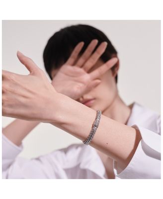 Classic Chain Sterling Silver Medium Bracelet with Diamond Pav&eacute;