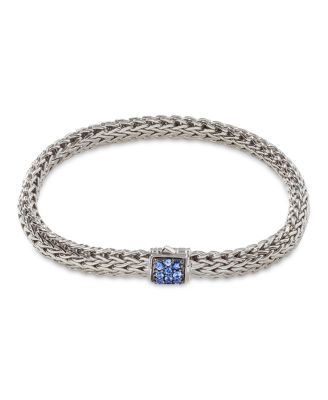 Sterling Silver Icon Bracelet with Blue Pav&eacute; Sapphire, 6.5mm