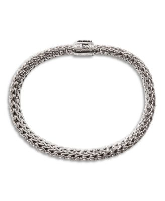 Sterling Silver Icon Bracelet with Pav&eacute; Black Sapphire, 6.5mm