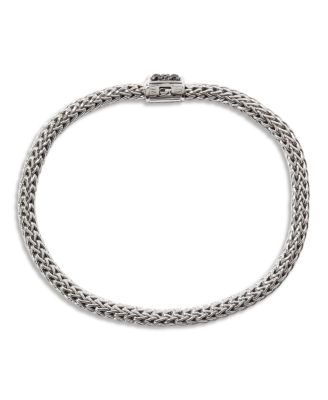 Sterling Silver Icon Bracelet with Pav&eacute; Black Sapphire, 5mm