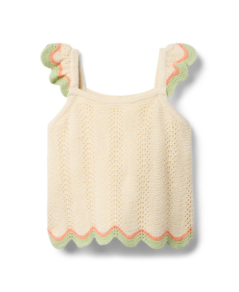 JANIE AND JACK JANIE AND JACK GIRLS' CROCHET SCALLOP HEM TOP - LITTLE KID, BIG KID