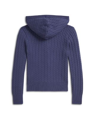 Ralph Lauren Girls' Mini Cable Cotton Full Zip Hoodie Big Kid