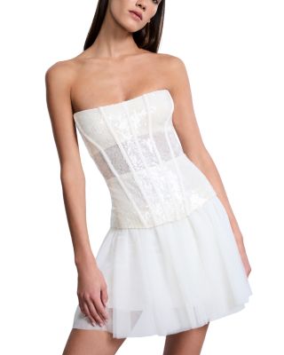 Sequin Lace Peplum Tulle Dress