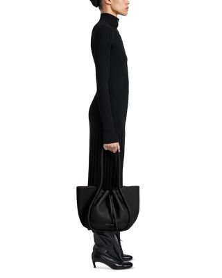 Large Ruched Tote in Soft Pebbled Leather