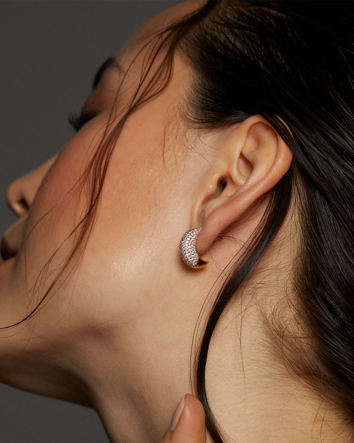 Alma Pavé Dome Hoop Earrings