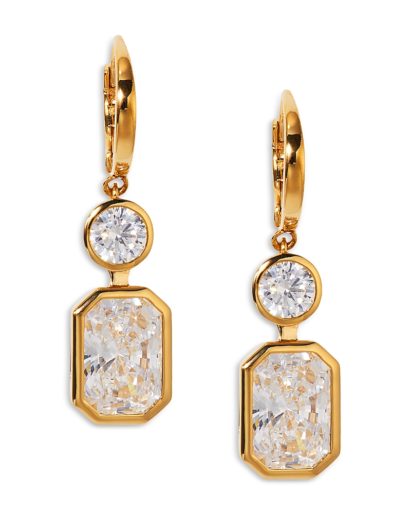 Nadri Bklyn Cubic Zirconia Double Stone Drop Earrings In Gold