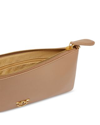 Horizontal Flat Brown Leather Crossbody Bag 