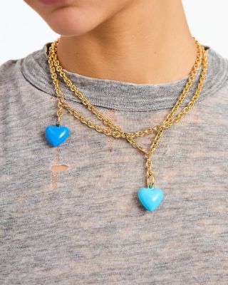 Mini Puffy Heart Pendant Necklace, 18.5"